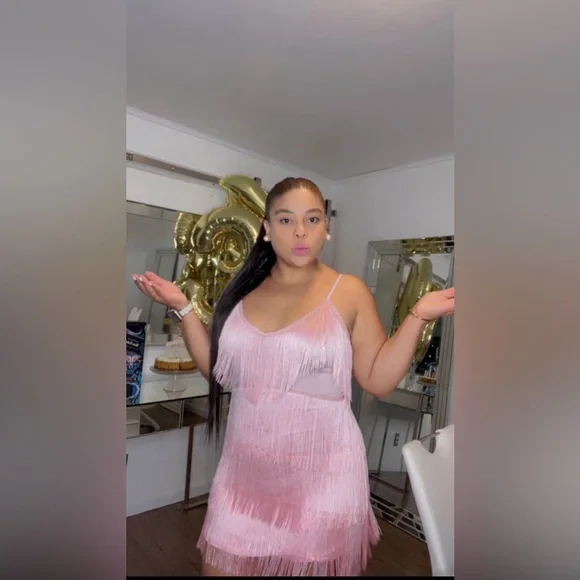 Pink Fringe Dress - Picture 2 of 3